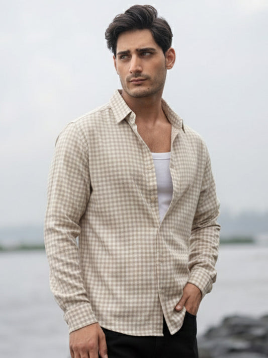 Beige  Checks Shirt